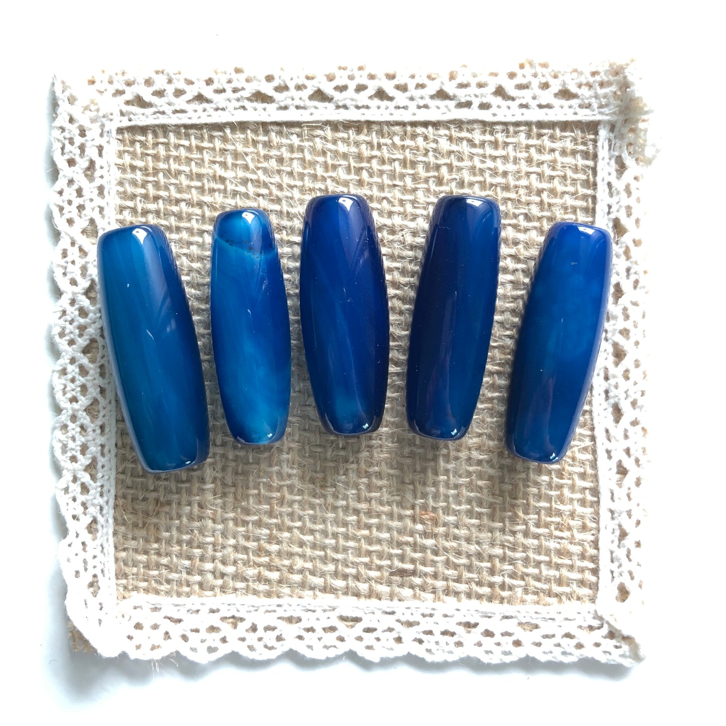 5pcs/lot 40*13mm Blue Agate Barrel Spacers Agate Spacers Focal Beads Charms Beads Beyond