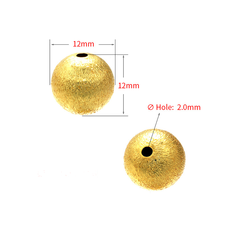 50pcs/lot 10/12/14/16mm Gold Plated Frosted Copper Ball Beads Accessories Charms Beads Beyond
