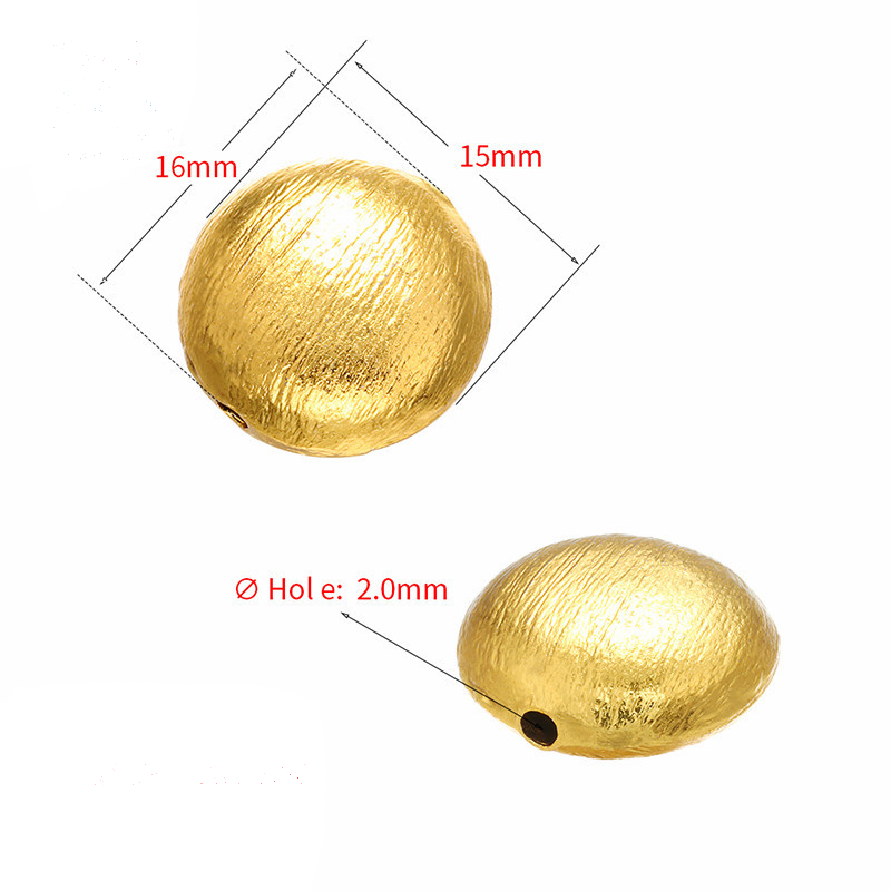 20pcs/lot 16mm Gold Plated Frosted Flat Ball Copper Beads Accessories Charms Beads Beyond