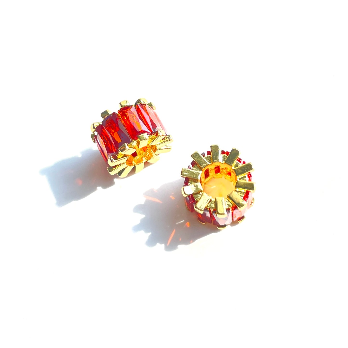 10pcs/lot 9.5*6.4mm Red CZ Paved Big Hole Spacers Gold CZ Paved Spacers Big Hole Beads New Spacers Arrivals Charms Beads Beyond