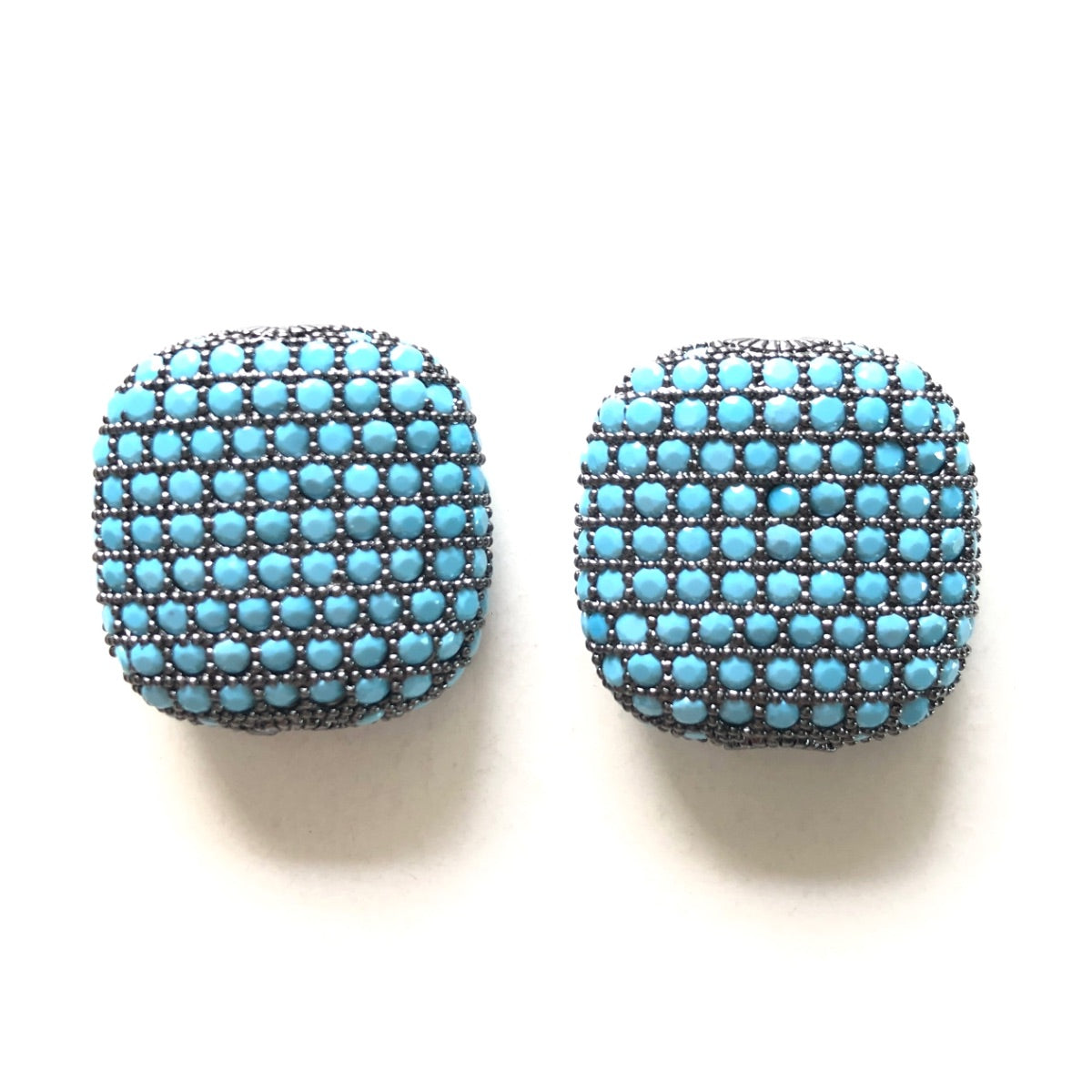 5-10pcs/lot 20*20mm Colorful CZ Paved Square Centerpiece Spacers Turquoise CZ Paved Spacers Colorful Zirconia Square Spacers Charms Beads Beyond