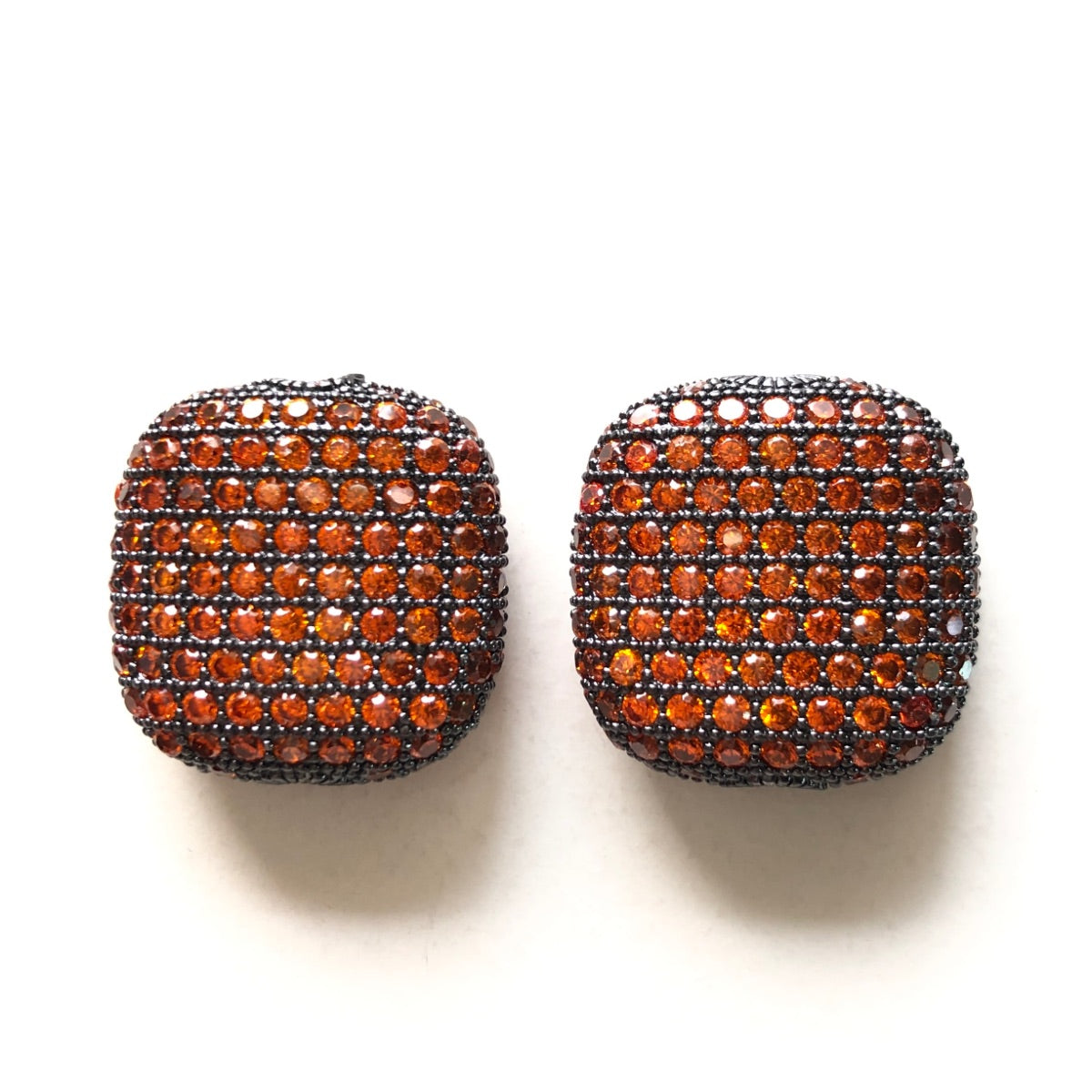 5-10pcs/lot 20*20mm Colorful CZ Paved Square Centerpiece Spacers Orange CZ Paved Spacers Colorful Zirconia Square Spacers Charms Beads Beyond