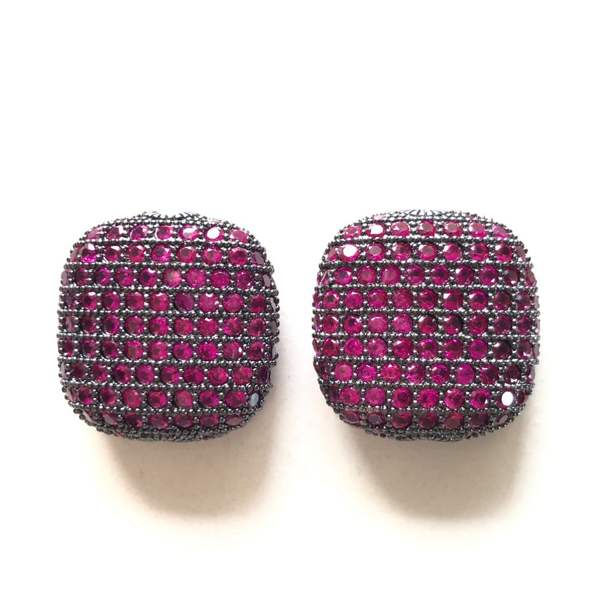 5-10pcs/lot 20*20mm Colorful CZ Paved Square Centerpiece Spacers Fuchsia CZ Paved Spacers Colorful Zirconia Square Spacers Charms Beads Beyond