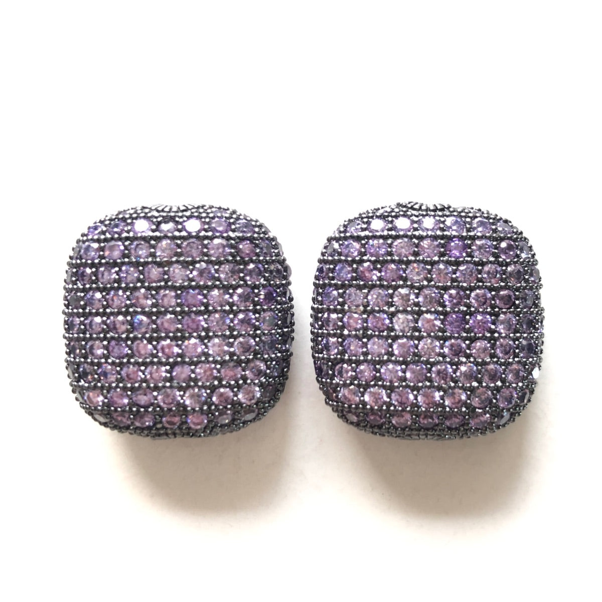 5-10pcs/lot 20*20mm Colorful CZ Paved Square Centerpiece Spacers Purple CZ Paved Spacers Colorful Zirconia Square Spacers Charms Beads Beyond