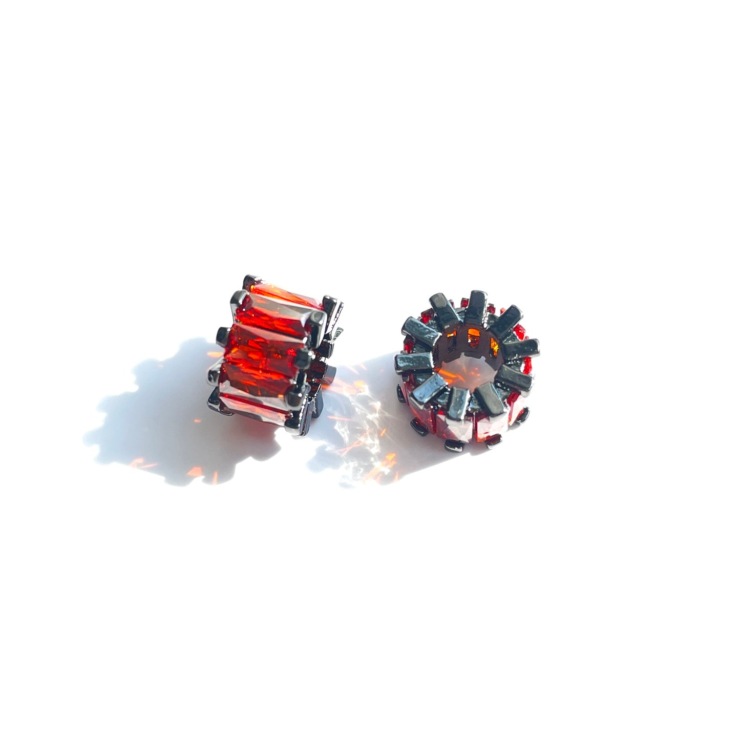 10pcs/lot 9.5*6.4mm Red CZ Paved Big Hole Spacers Black CZ Paved Spacers Big Hole Beads New Spacers Arrivals Charms Beads Beyond