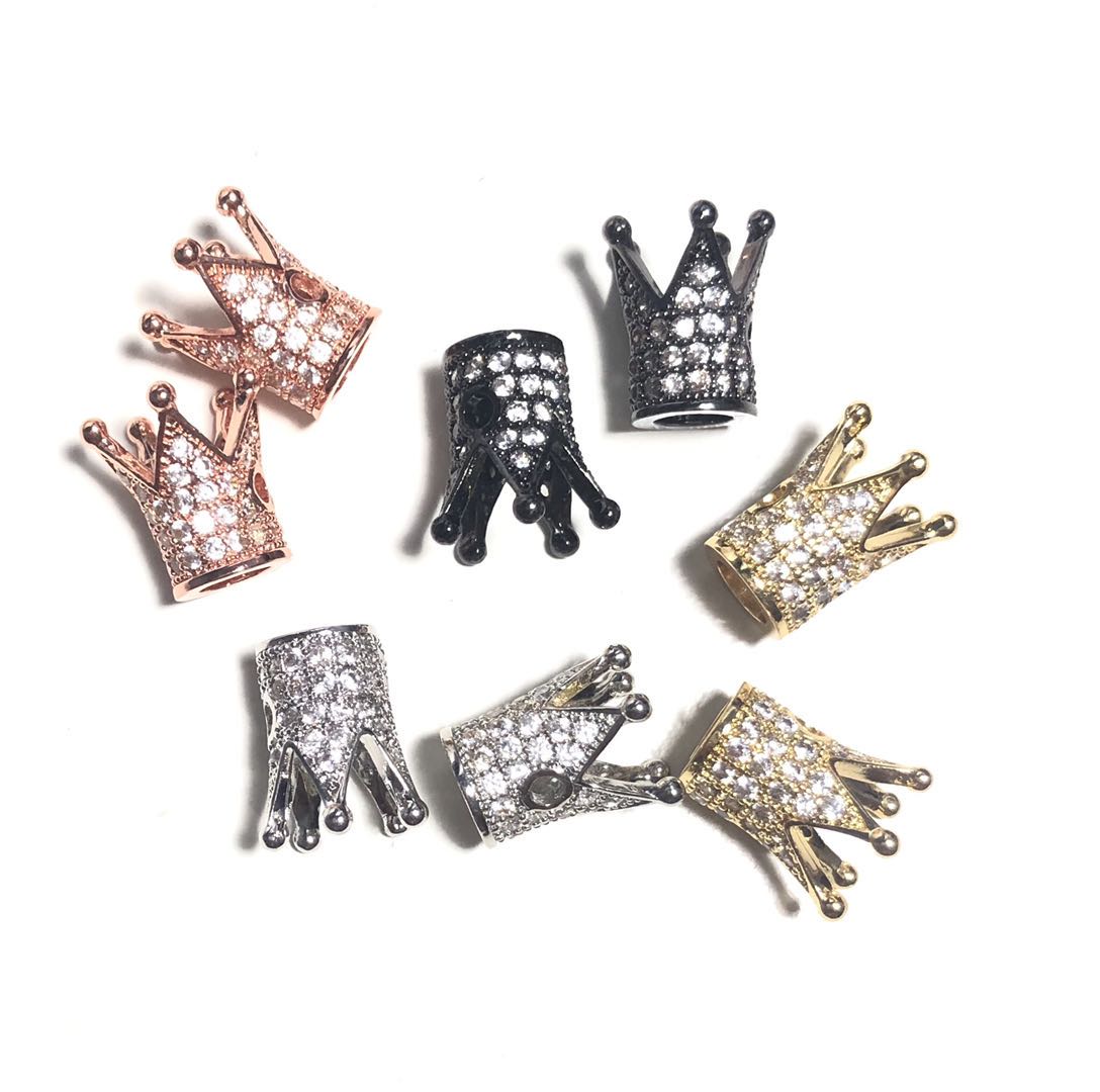 20pcs/lot 13*8mm Clear CZ Paved Crown Spacers Mix Colors CZ Paved Spacers Crown Beads Charms Beads Beyond