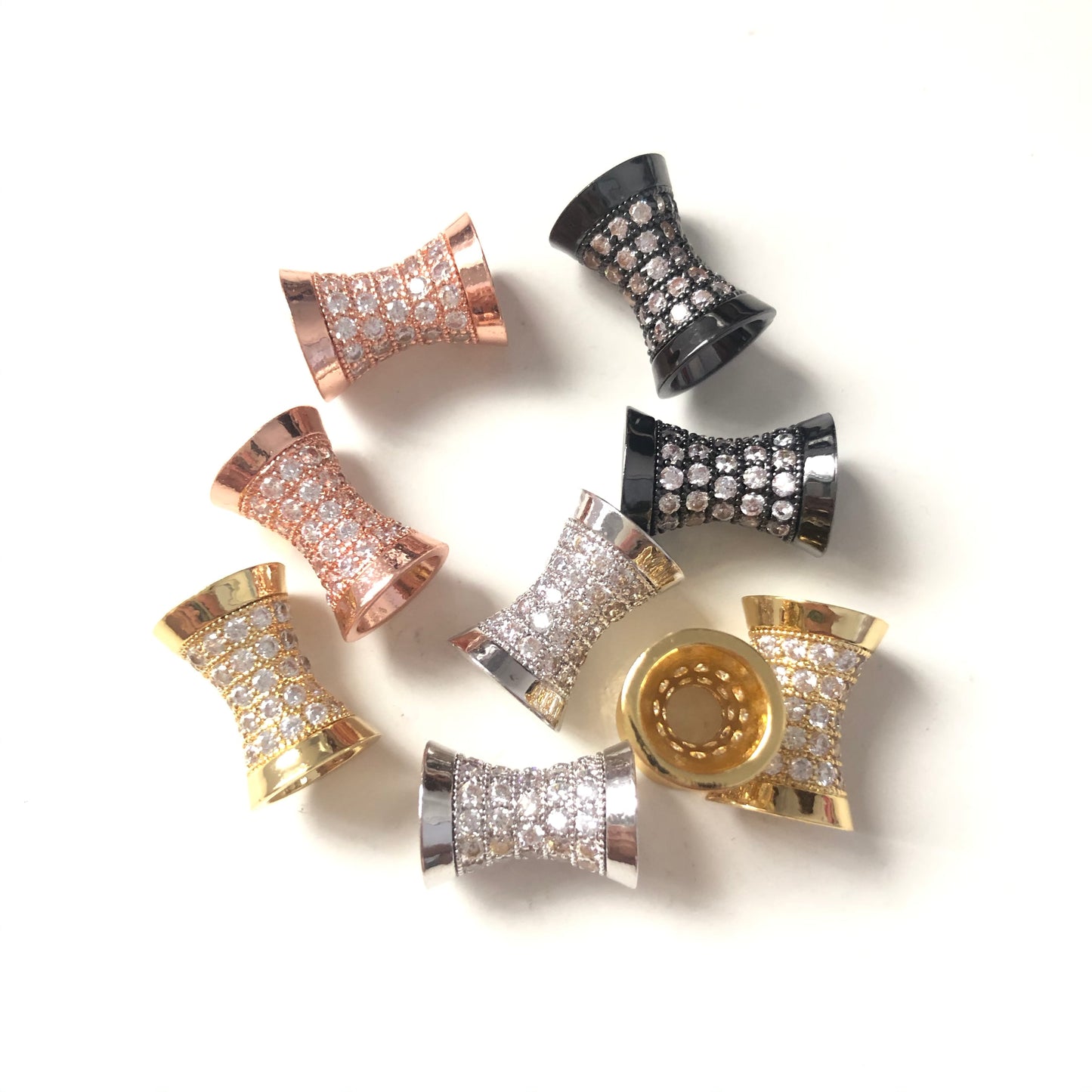 20pcs/lot 13.8*9.7mm CZ Paved Hourglass Spacers CZ Paved Spacers Hourglass Beads Charms Beads Beyond