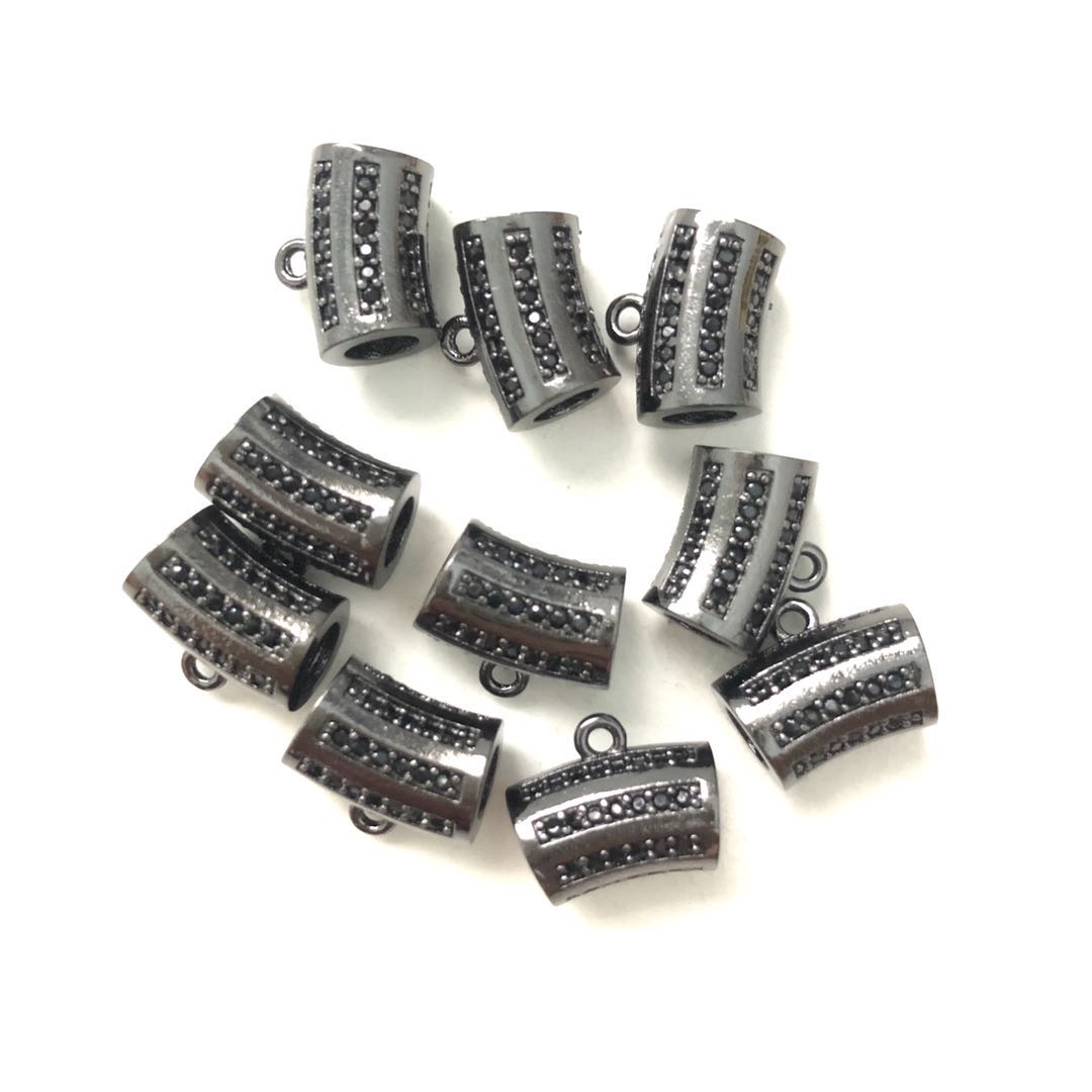 20pcs/lot 12.5*7.4mm CZ Paved Bail Spacers Black on Black CZ Paved Spacers Bail Beads Charms Beads Beyond
