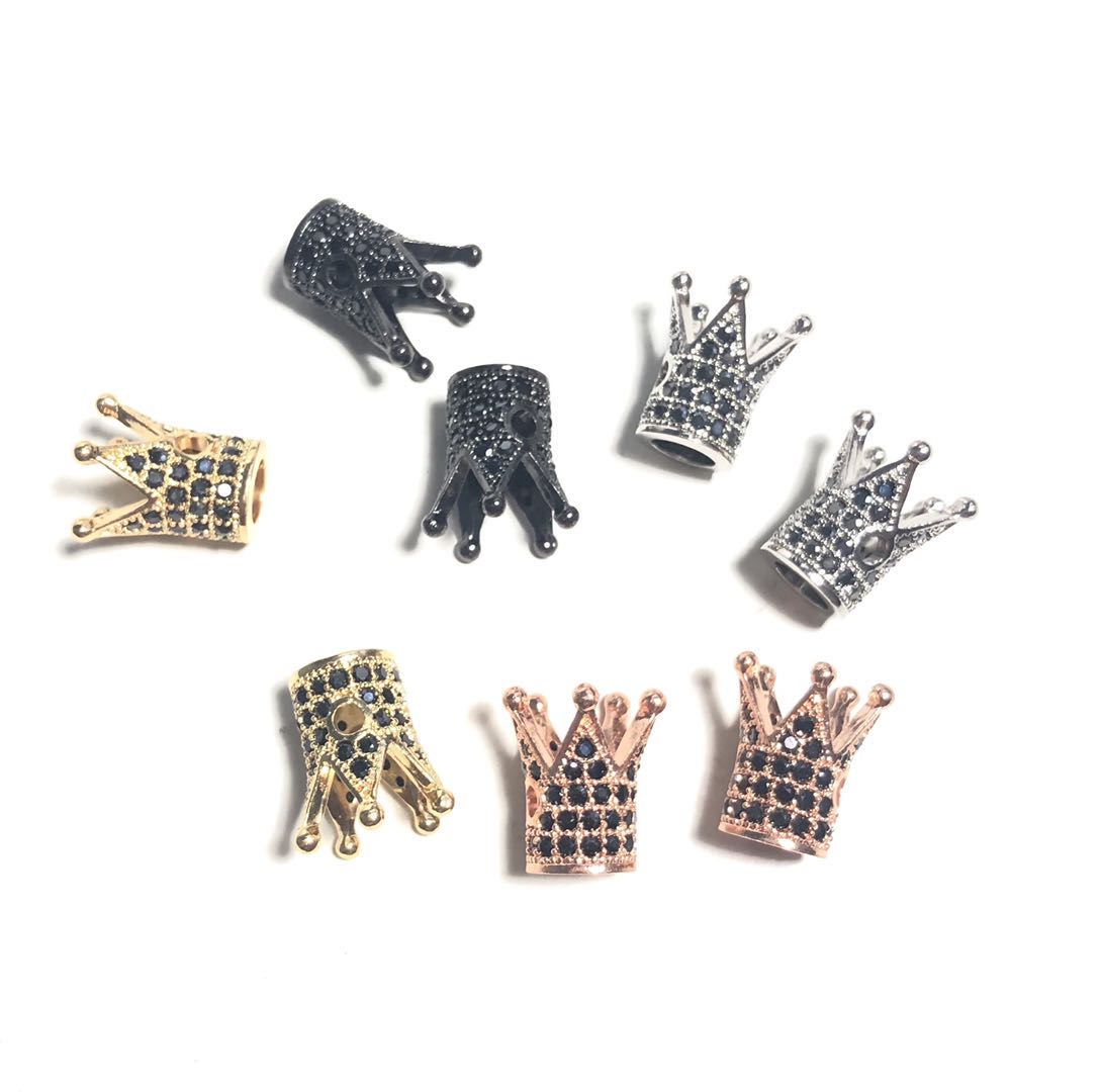 20pcs/lot 13*8mm Black CZ Paved Crown Spacers Mix Color CZ Paved Spacers Crown Beads Charms Beads Beyond