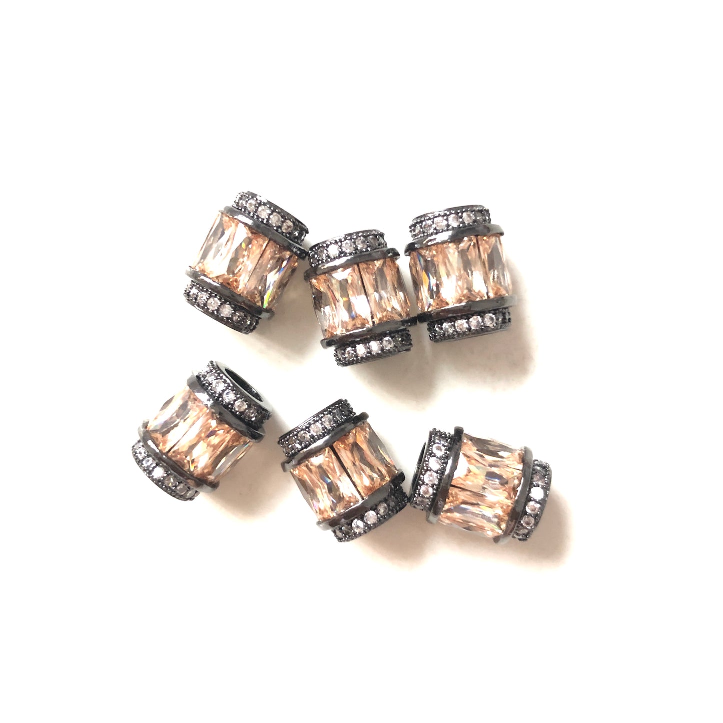 10pcs/lot 12*10mm Champagne CZ Paved Big Hole Spacers Black CZ Paved Spacers Big Hole Beads New Spacers Arrivals Charms Beads Beyond