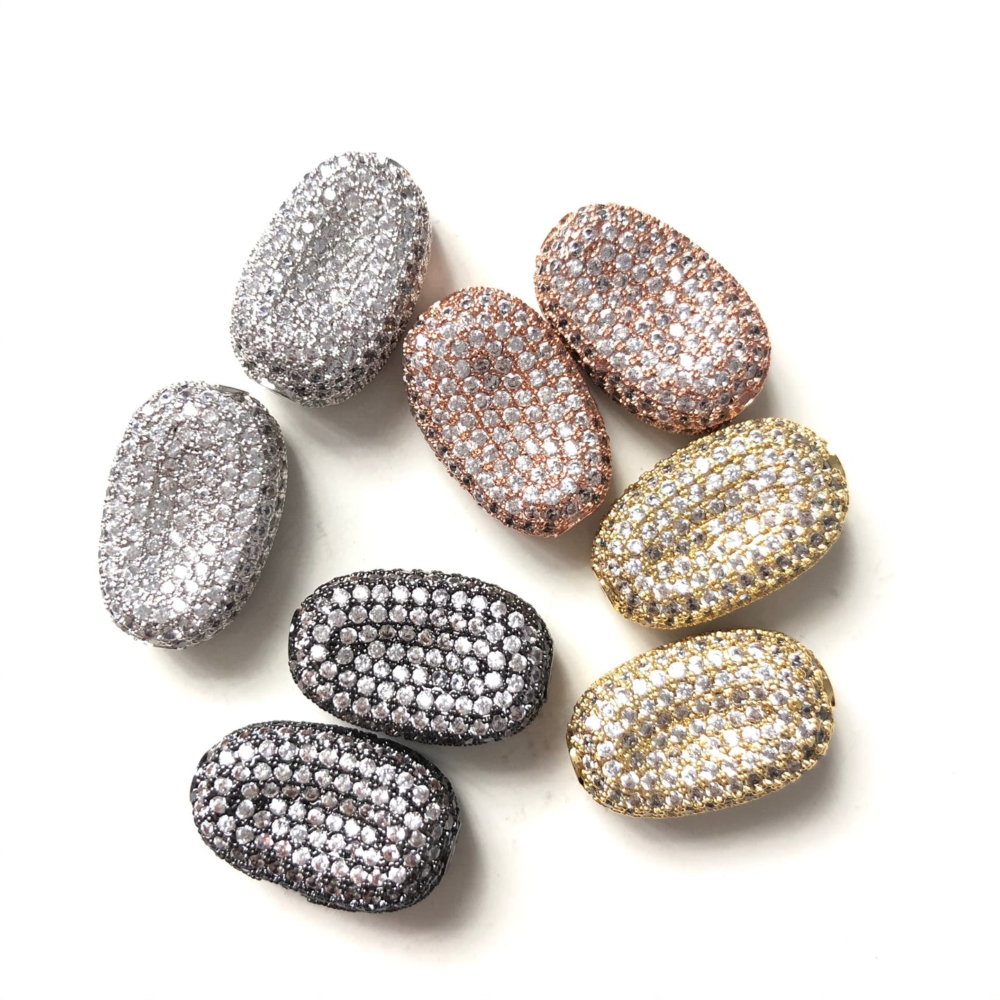 10pcs/lot 20*13mm CZ Paved Oval Centerpiece Spacers Mix Color CZ Paved Spacers Oval Spacers Charms Beads Beyond