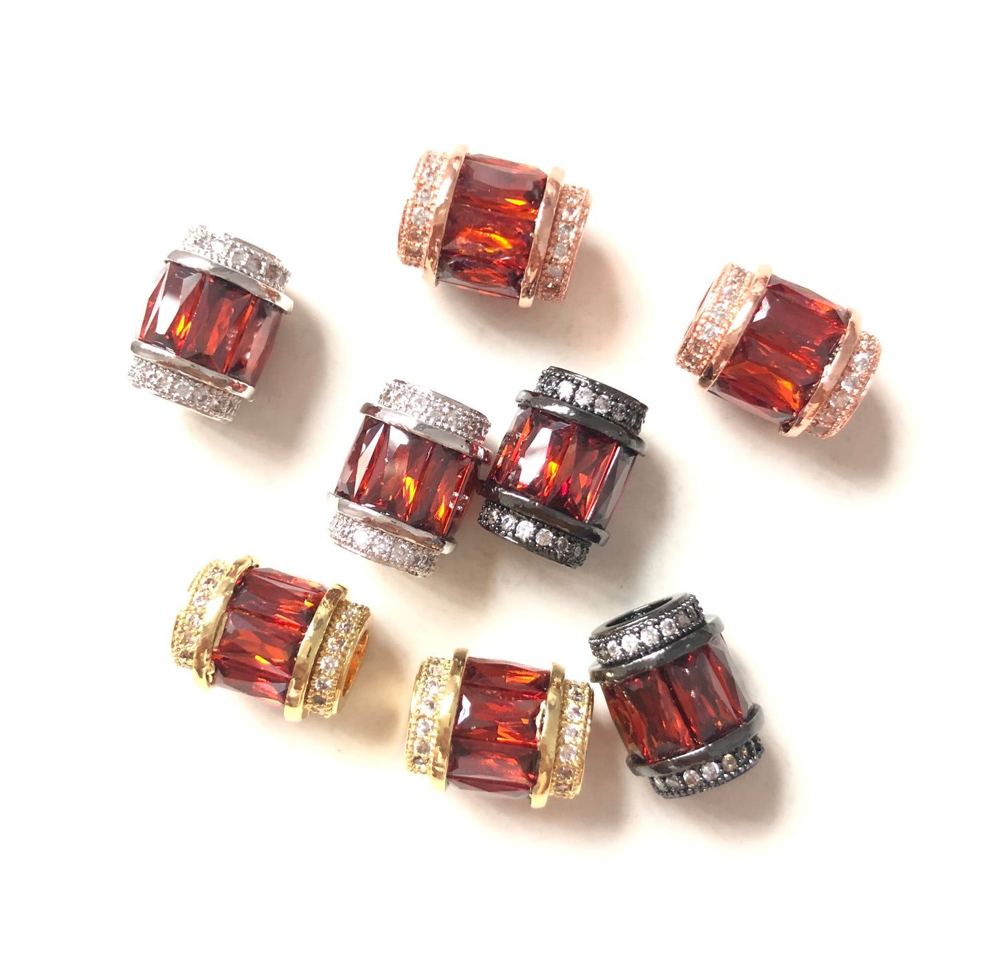 10pcs/lot 12*10mm Red CZ Paved Big Hole Spacers Mix Color CZ Paved Spacers Big Hole Beads New Spacers Arrivals Charms Beads Beyond