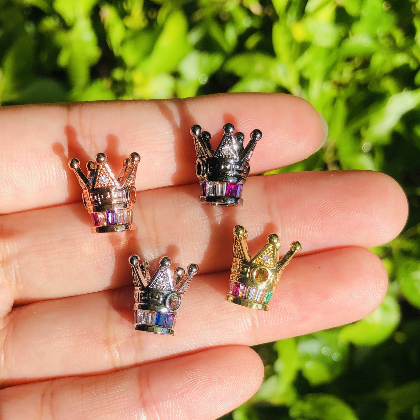 10pcs/lot 12*8mm Multicolor CZ Paved Crown Spacers CZ Paved Spacers Colorful Zirconia Crown Beads Charms Beads Beyond