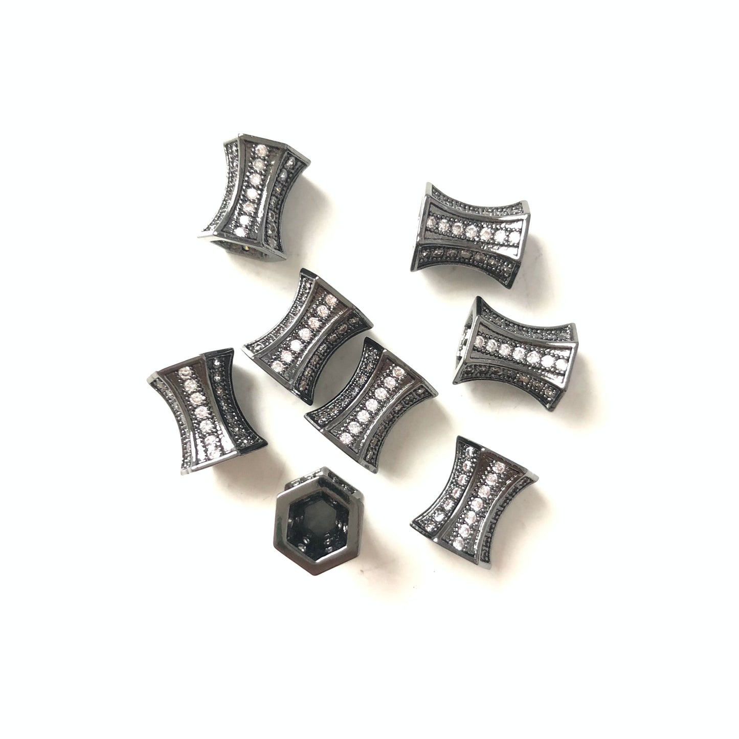20pcs/lot 9.7*8.7mm CZ Paved Hourglass Spacers Black CZ Paved Spacers Hourglass Beads Charms Beads Beyond