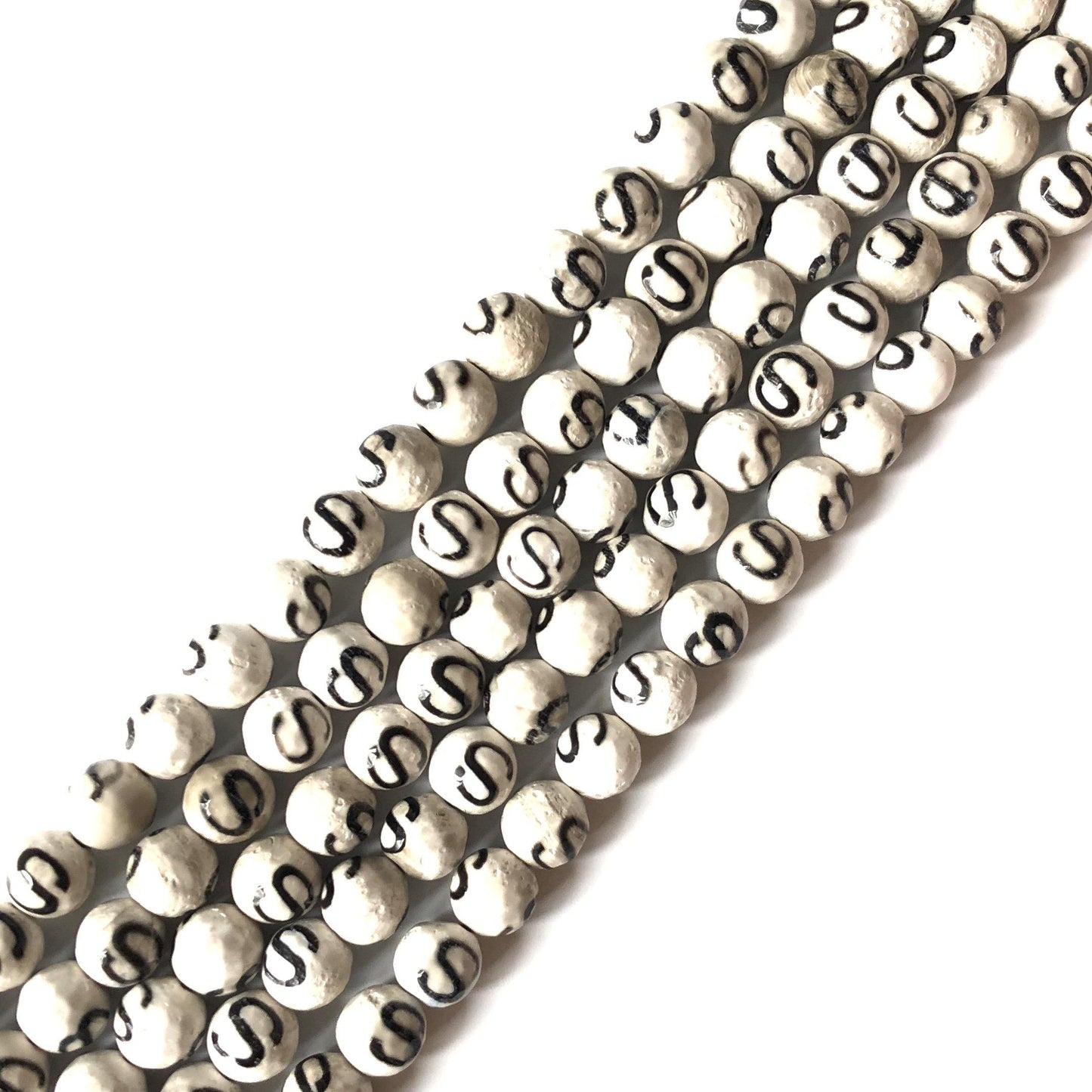 10mm Letter S White Faceted Tibetan Agate Stone Beads Stone Beads Tibetan Beads Charms Beads Beyond