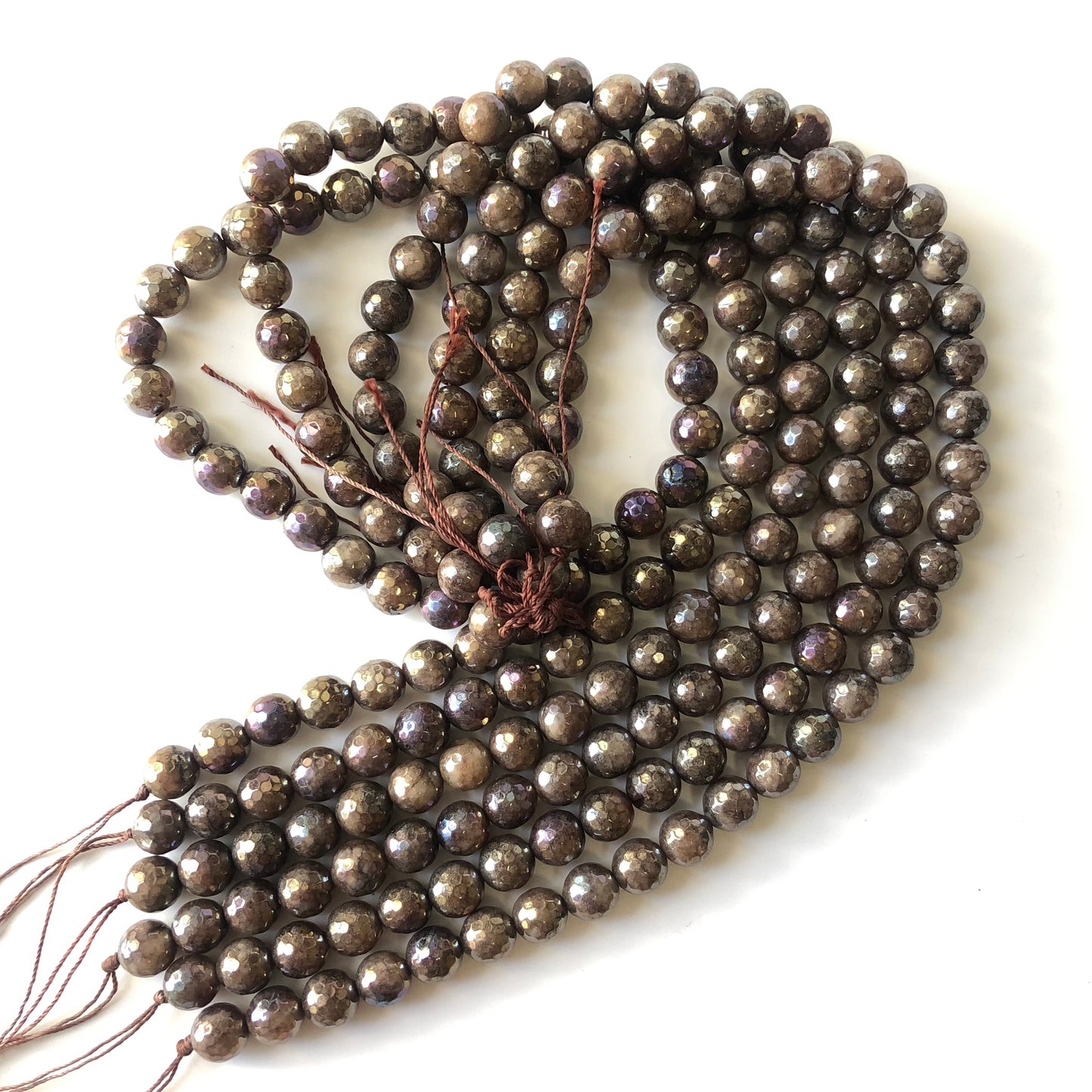 2 Strands/lot 10mm Dark Brown Electroplated Faceted Jade Stone Beads Electroplated Beads Electroplated Faceted Jade Beads Charms Beads Beyond