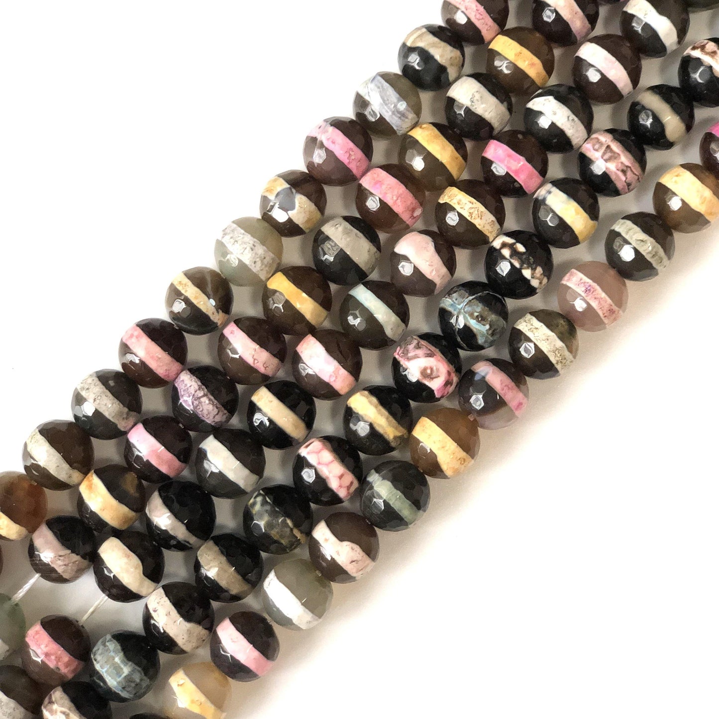 12mm Multicolor Stripe Black Faceted Tibetan Agate Stone Beads Stone Beads 12mm Stone Beads Tibetan Beads Charms Beads Beyond