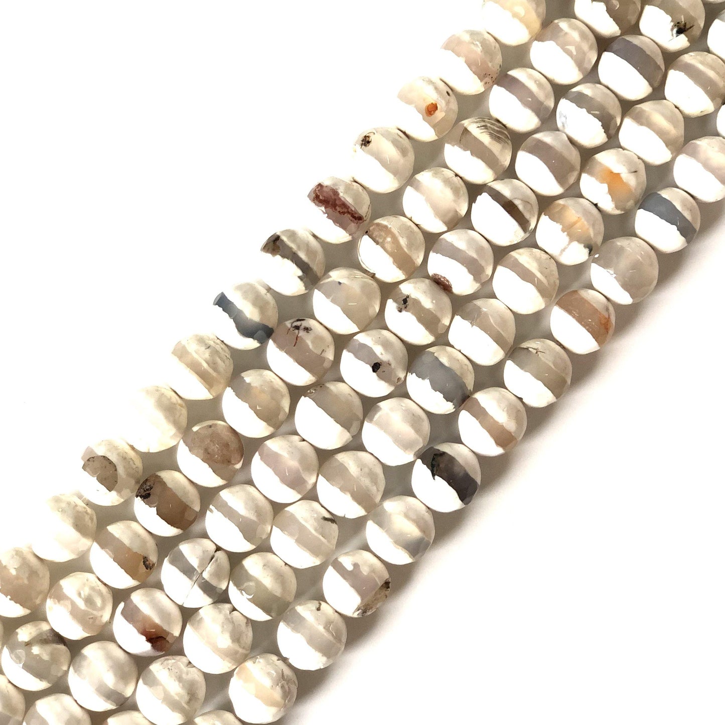 10mm White Stripe Faceted Tibetan Agate Stone Beads Stone Beads Tibetan Beads Charms Beads Beyond