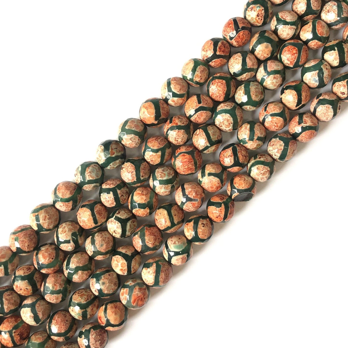 10mm Orange Faceted Tibetan Agate Stone Beads Stone Beads Tibetan Beads Charms Beads Beyond