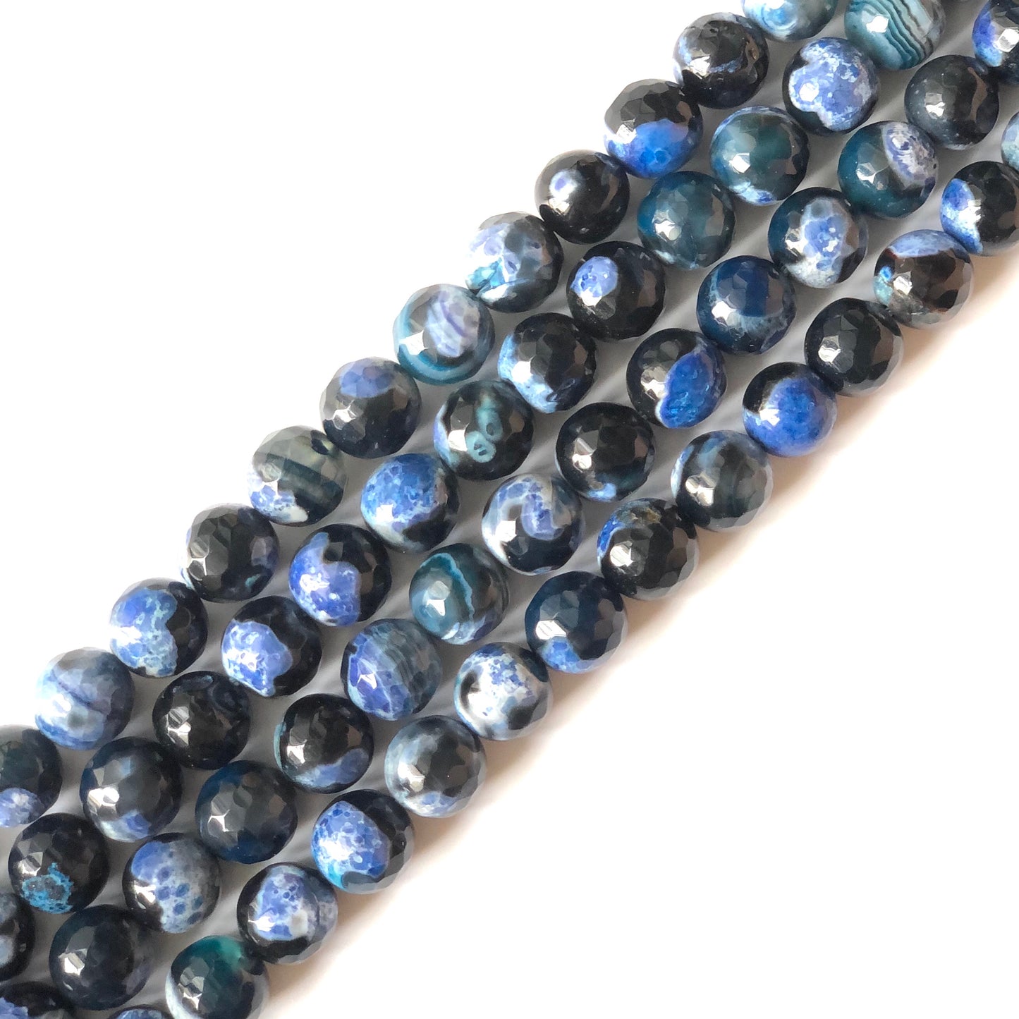 2 Strands/lot 10mm Dark Blue Faceted Fire Agate Stone Beads Stone Beads Faceted Agate Beads New Beads Arrivals Charms Beads Beyond