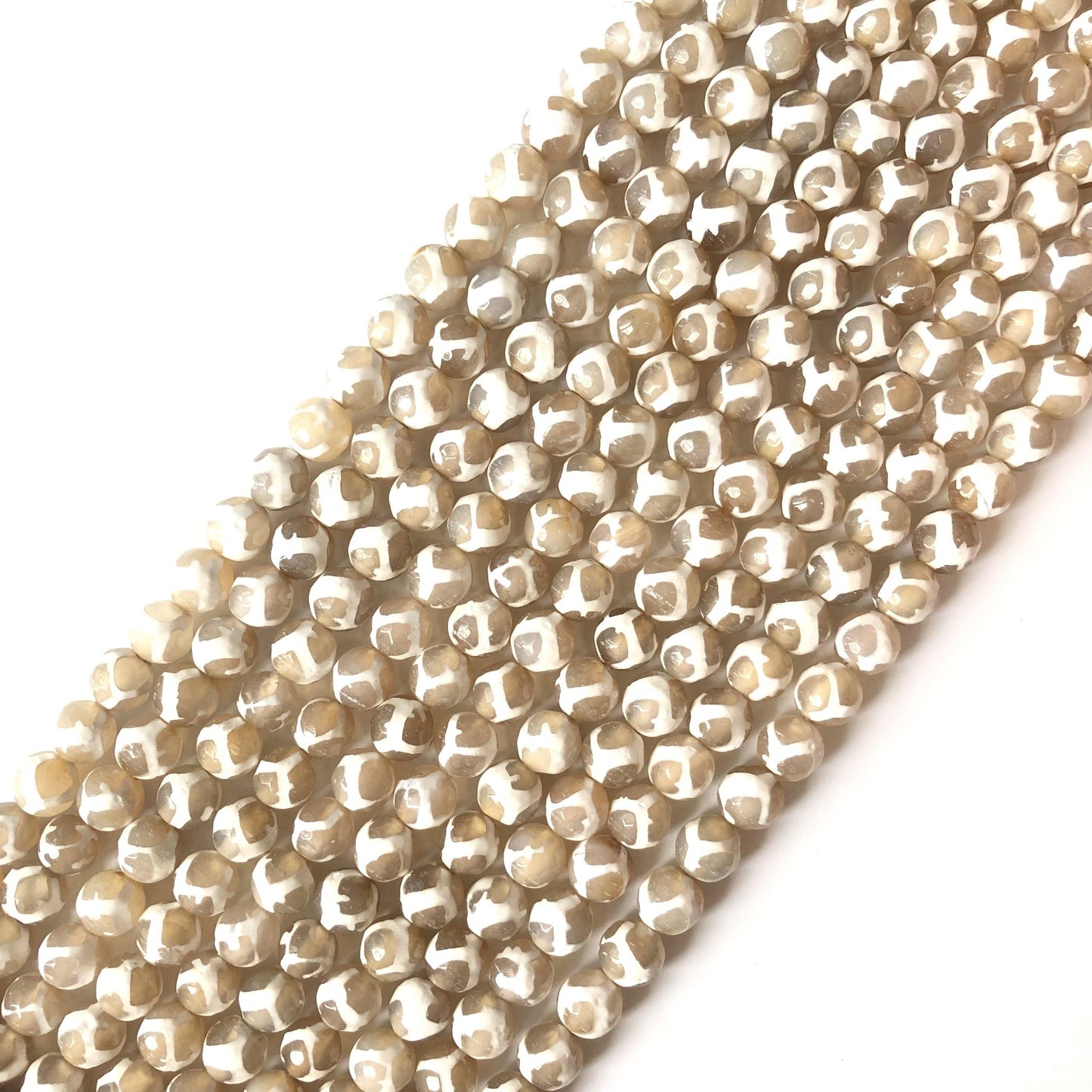 10mm White Eye Faceted Tibetan Agate Stone Beads Stone Beads Tibetan Beads Charms Beads Beyond