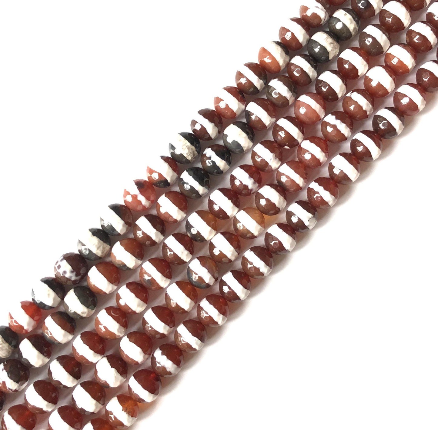 10mm White Stripe Red Faceted Tibetan Agate Stone Beads Stone Beads Tibetan Beads Charms Beads Beyond