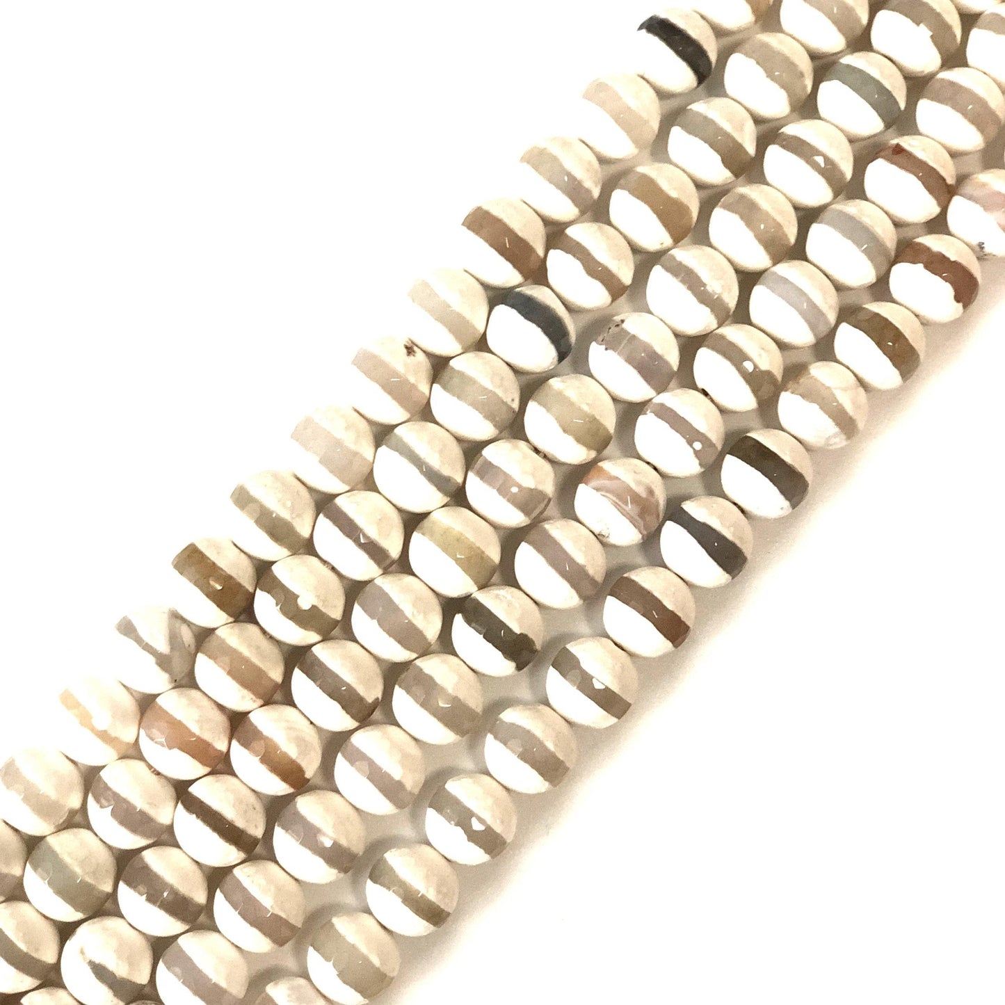 12mm Clear Stripe White Faceted Tibetan Agate Stone Beads Stone Beads 12mm Stone Beads Tibetan Beads Charms Beads Beyond