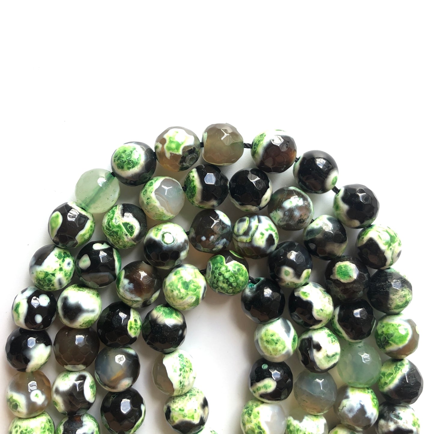 2 Strands/lot 10mm Green Faceted Fire Agate Stone Beads Stone Beads Faceted Agate Beads Charms Beads Beyond