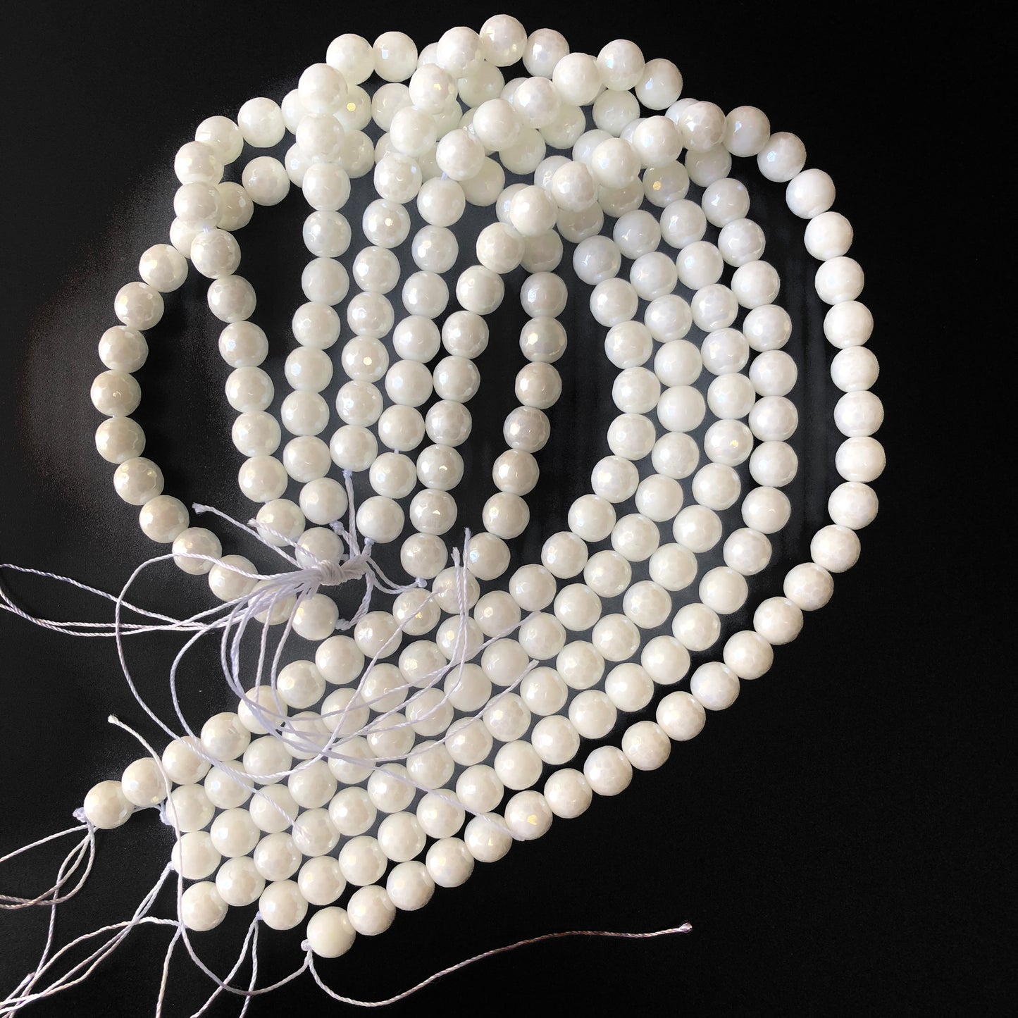2 Strands/lot 10mm White Electroplated Faceted Jade Stone Beads Electroplated Beads Electroplated Faceted Jade Beads Charms Beads Beyond