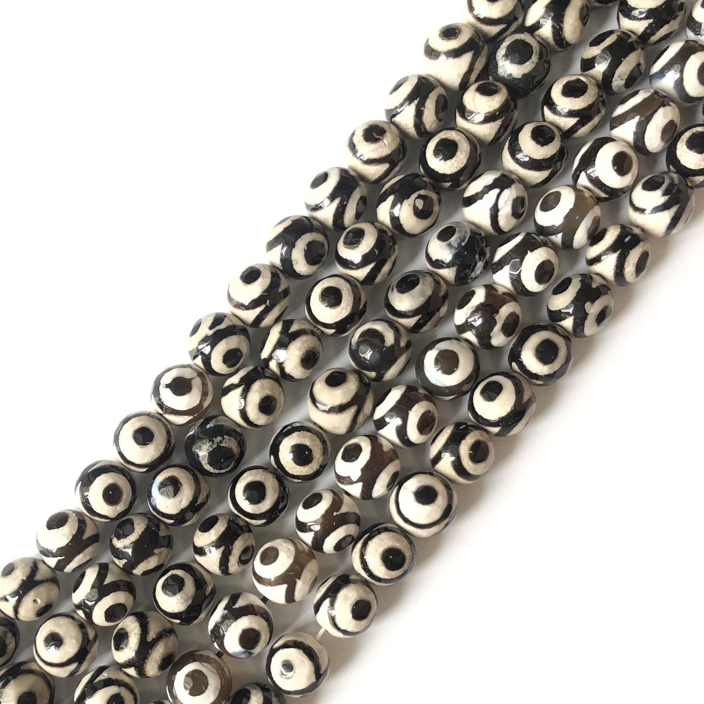 10mm Black White Faceted Tibetan Agate Stone Beads Stone Beads Tibetan Beads Charms Beads Beyond