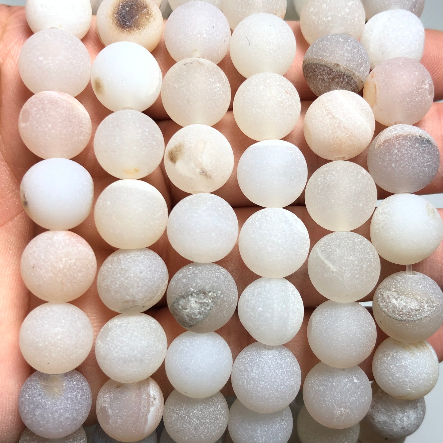 2 Strands/lot 10mm Matte White Banded Agate Round Stone Beads Stone Beads New Beads Arrivals Round Agate Beads Charms Beads Beyond