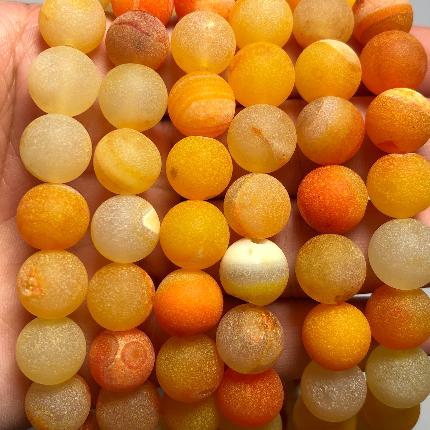 2 Strands/lot 10mm Matte Orange Banded Agate Round Stone Beads Stone Beads New Beads Arrivals Round Agate Beads Charms Beads Beyond