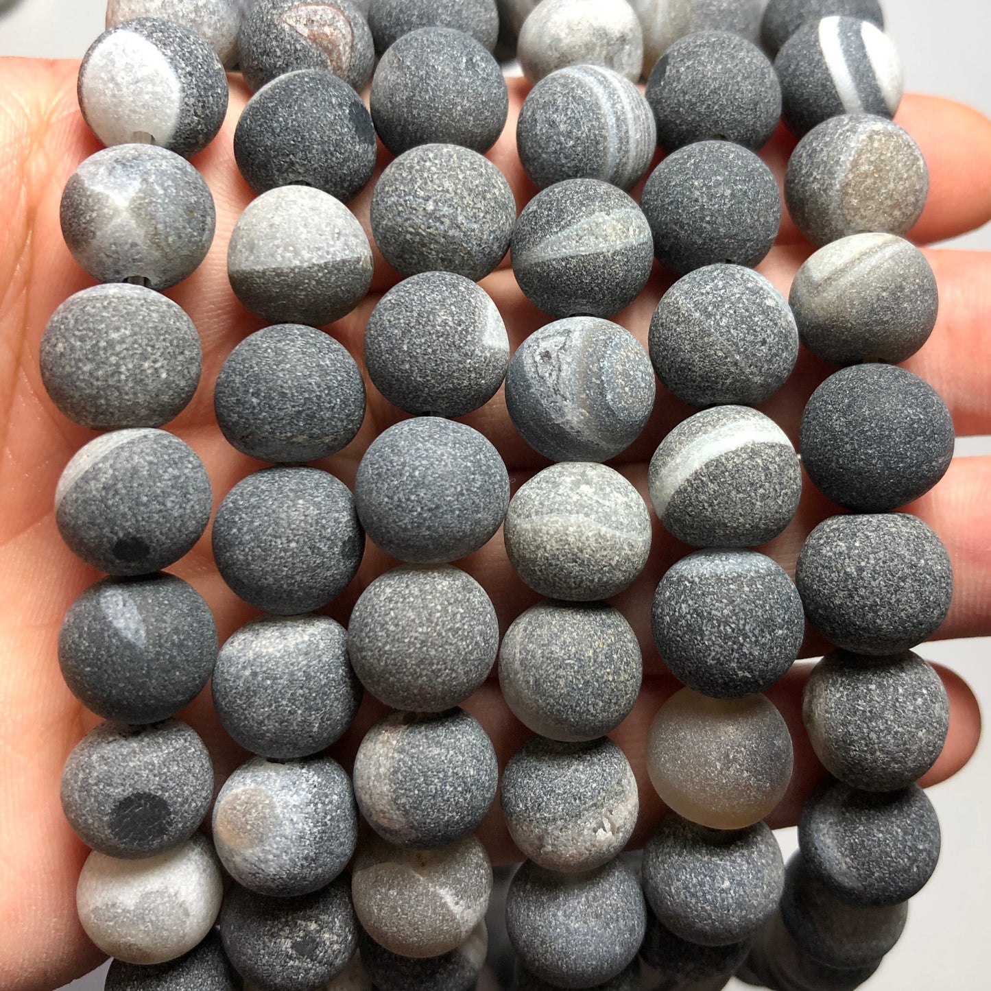 2 Strands/lot 10mm Matte Black Banded Agate Round Stone Beads Stone Beads New Beads Arrivals Round Agate Beads Charms Beads Beyond
