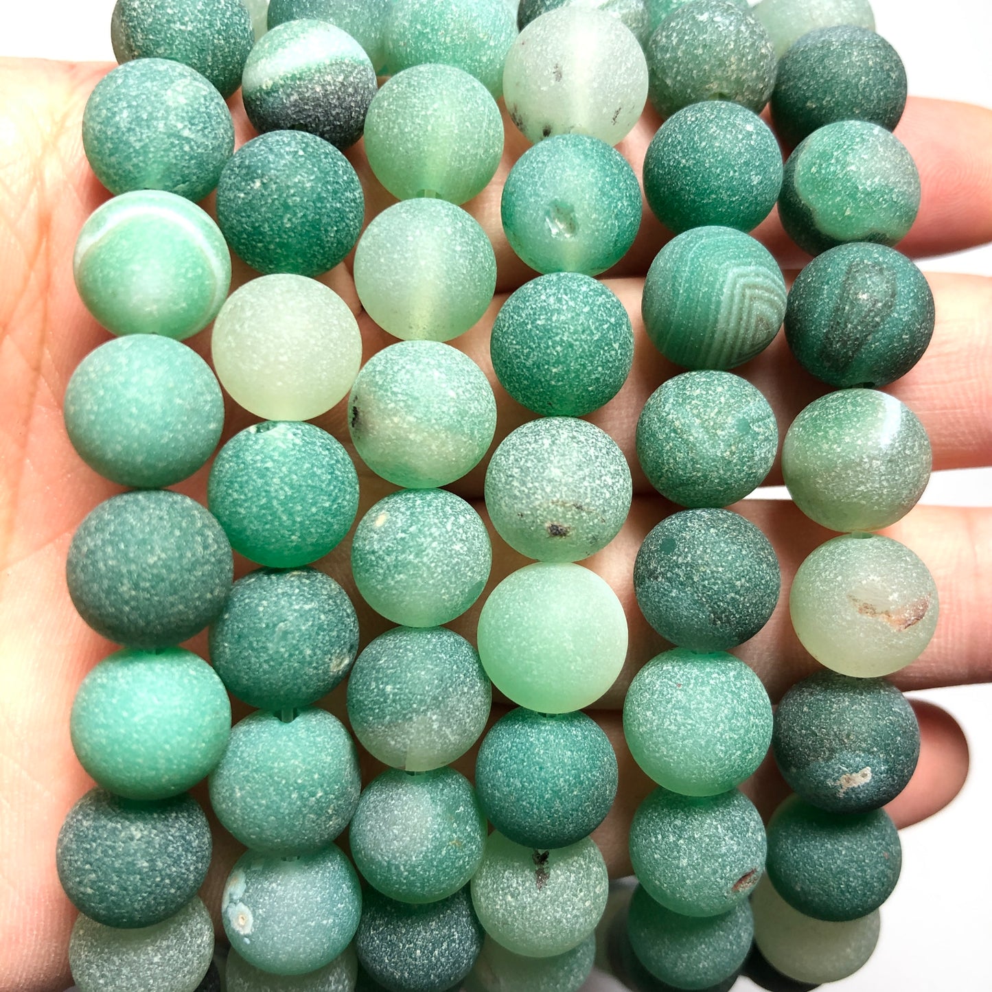2 Strands/lot 10mm Matte Green Banded Agate Round Stone Beads Stone Beads New Beads Arrivals Round Agate Beads Charms Beads Beyond