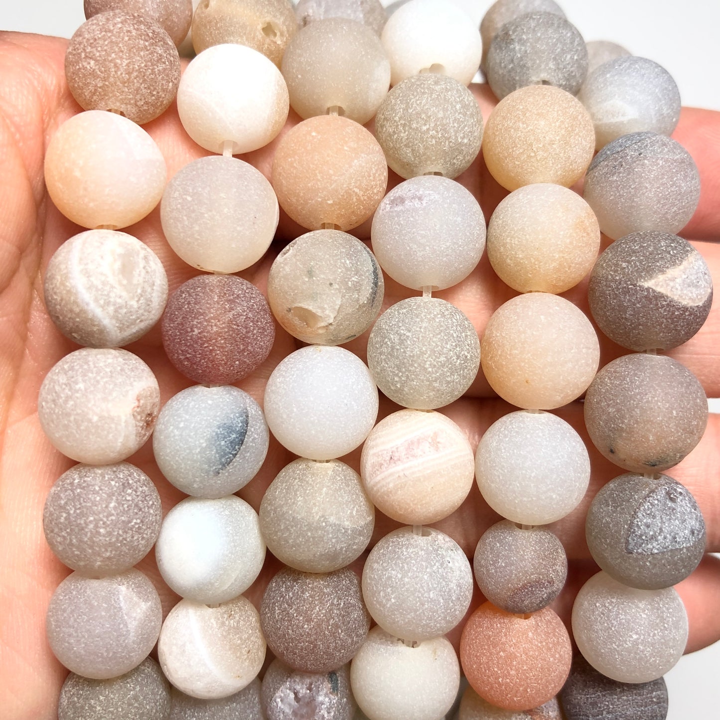 2 Strands/lot 10mm Matte Gray and Coffee Banded Agate Round Stone Beads Stone Beads New Beads Arrivals Round Agate Beads Charms Beads Beyond