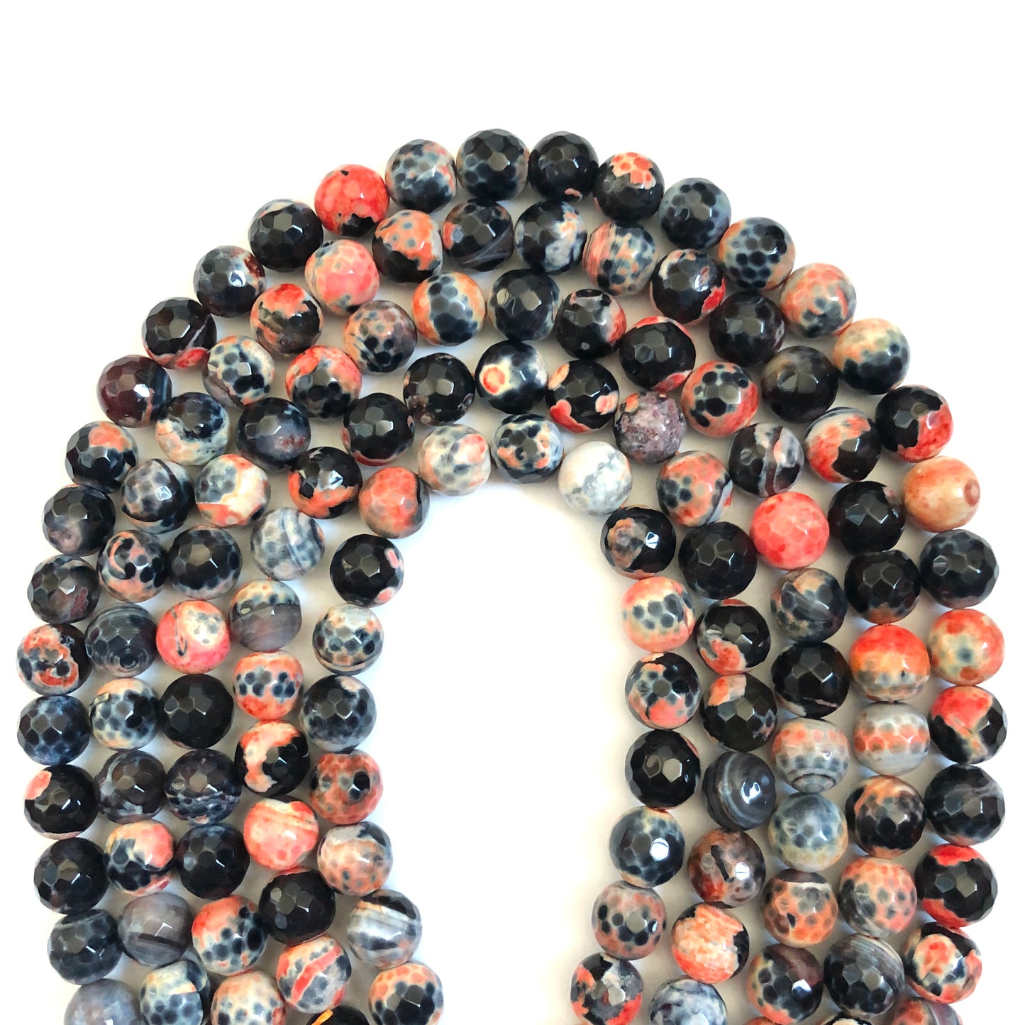2 Strands/lot 10mm Orange Black Faceted Fire Agate Stone Beads Stone Beads Faceted Agate Beads New Beads Arrivals Charms Beads Beyond