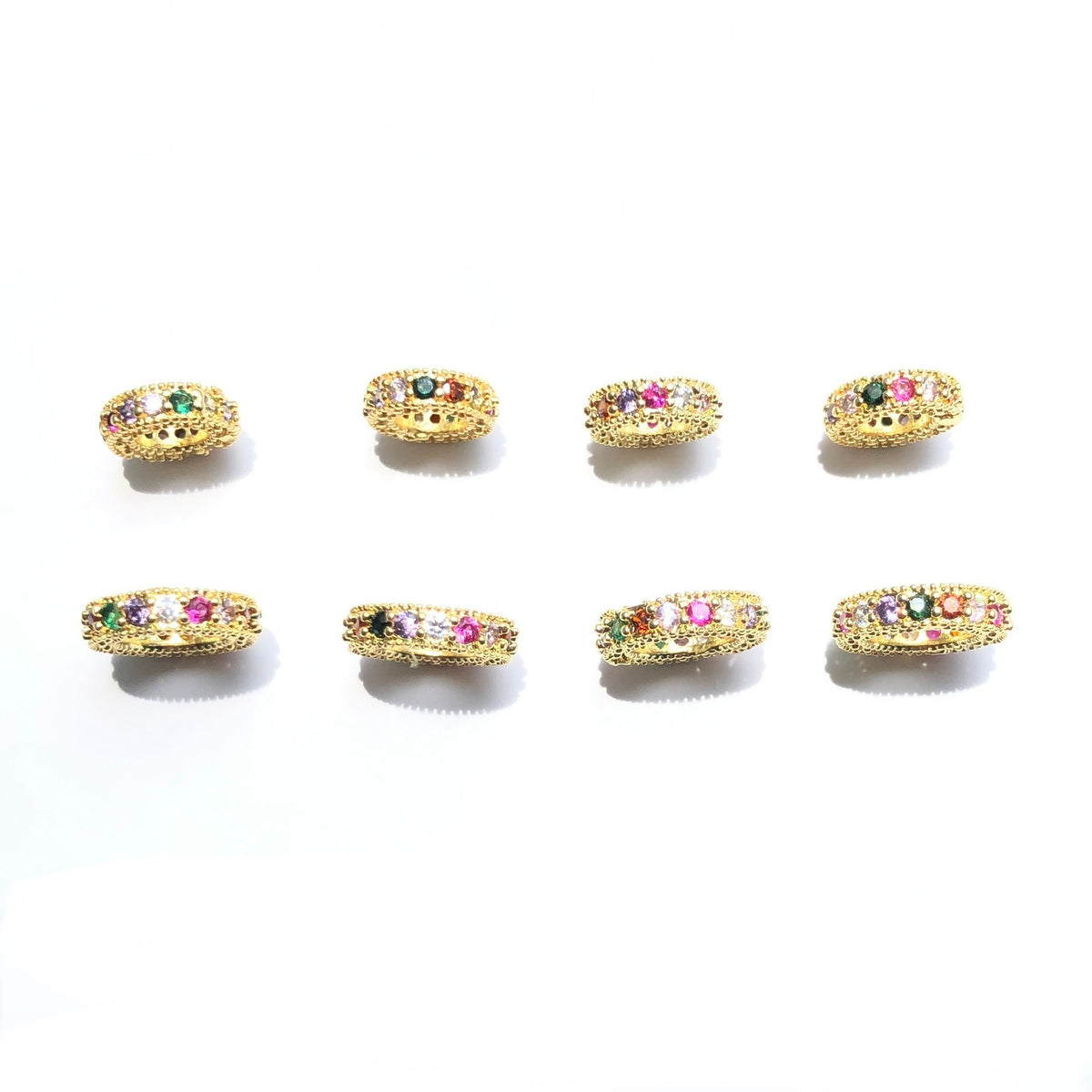 10-20-50pcs/lot 8mm 10mm Multicolor CZ Paved Rondelle Wheel Spacers