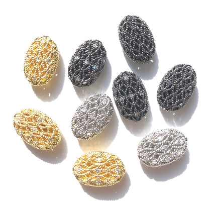 10pcs/lot 18*12mm CZ Paved Hollow Oval Centerpiece Olive Spacers CZ Paved Spacers New Spacers Arrivals Oval Spacers Charms Beads Beyond