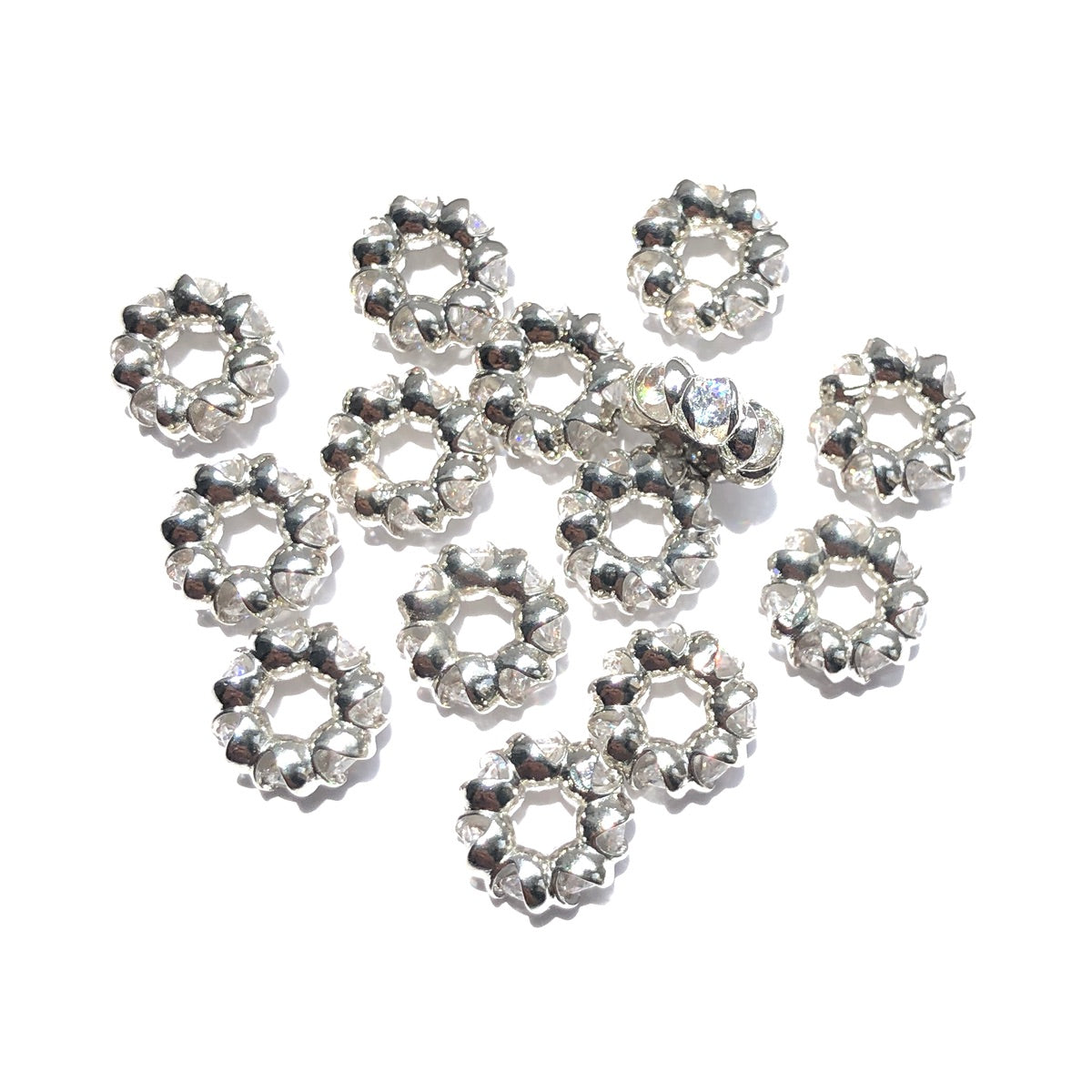 10-20-50pcs/lot 9.4*3.9mm CZ Paved Rondelle Wheel Spacers