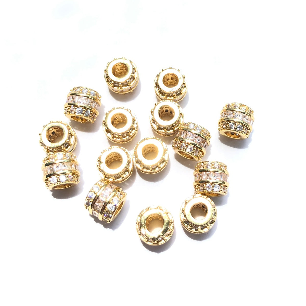 10-20-50pcs/lot 6.3*5.5mm Mini Size CZ Paved Wheel Spacers