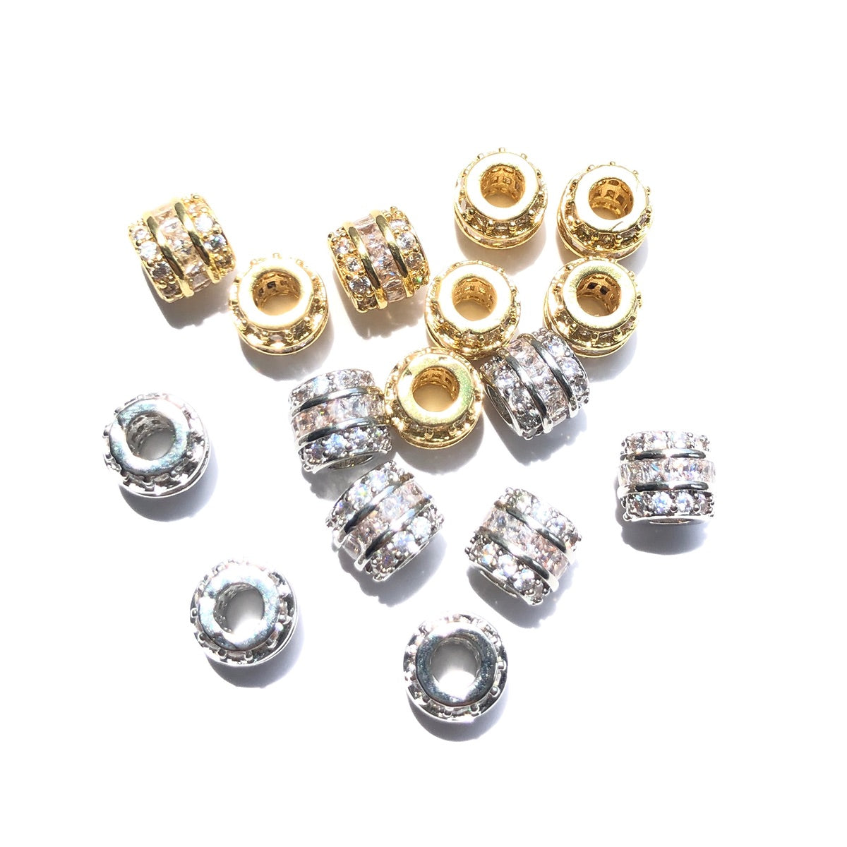 10-20-50pcs/lot 6.3*5.5mm Mini Size CZ Paved Wheel Spacers
