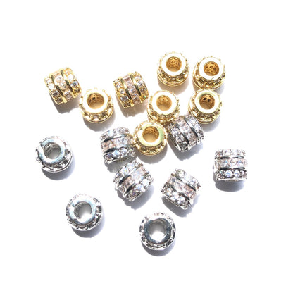10-20-50pcs/lot 6.3*5.5mm Mini Size CZ Paved Wheel Spacers
