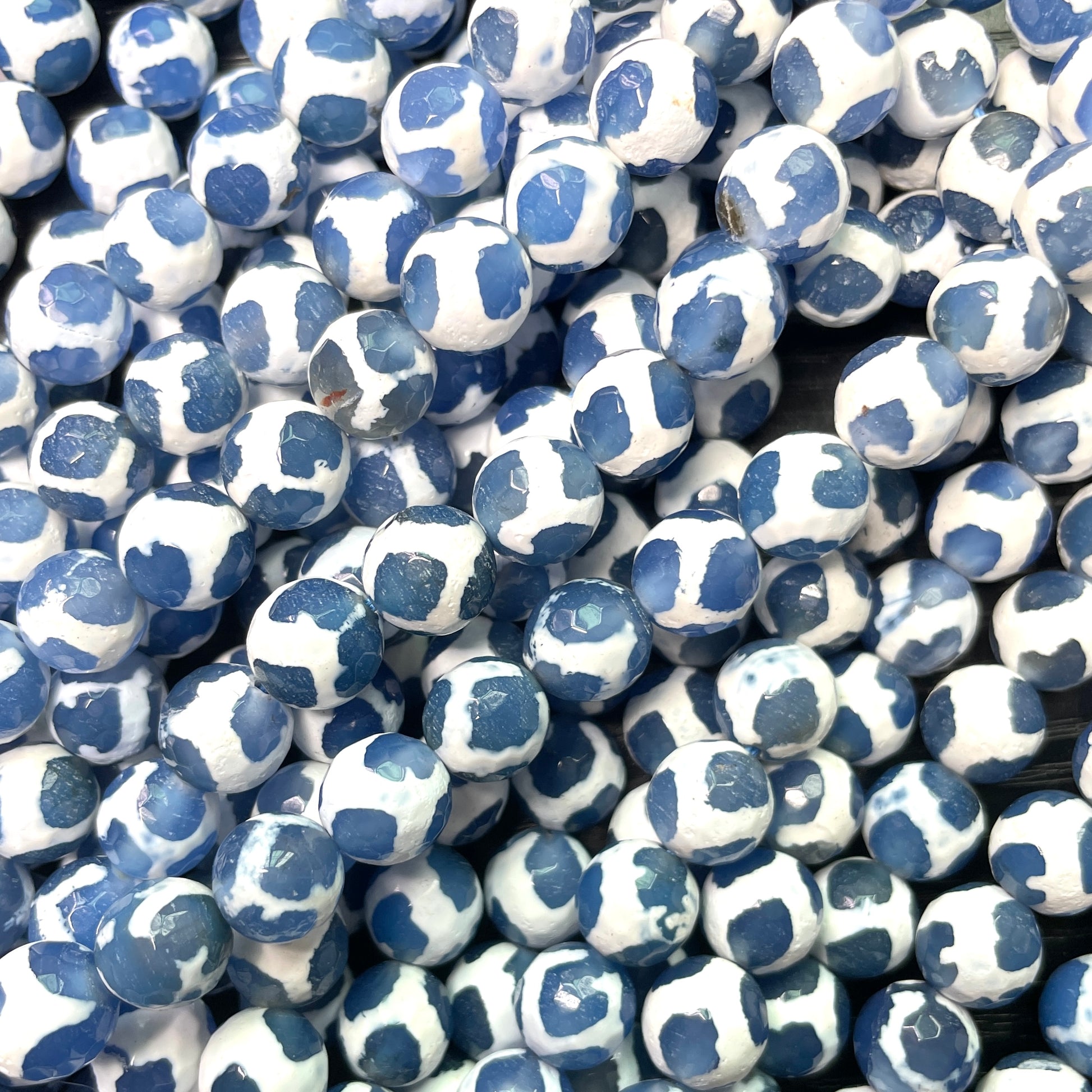 10mm Blue Faceted Tibetan Agate Stone Beads Stone Beads Tibetan Beads Charms Beads Beyond