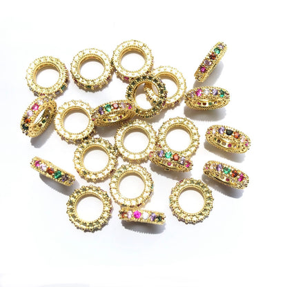 10-20-50pcs/lot 8mm 10mm Multicolor CZ Paved Rondelle Wheel Spacers