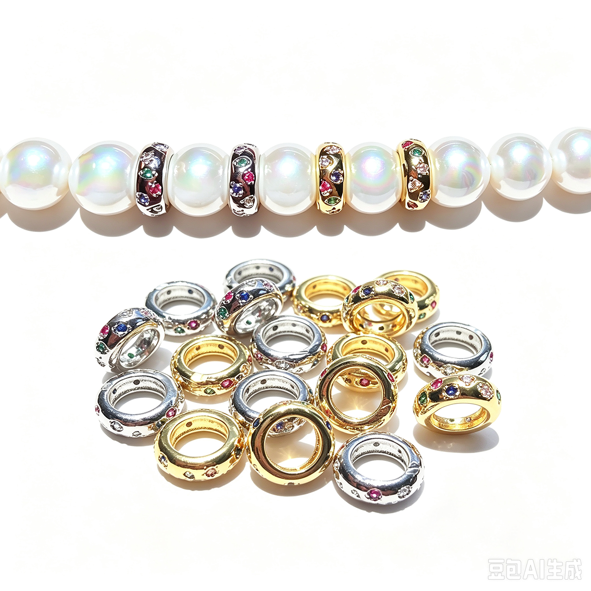 10-20-50pcs/lot 10*3.8mm Colorful CZ Paved Rondelle Wheel Spacers