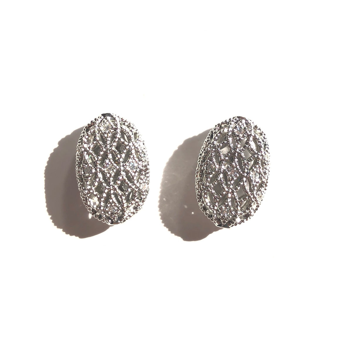 10pcs/lot 18*12mm CZ Paved Hollow Oval Centerpiece Olive Spacers Silver CZ Paved Spacers New Spacers Arrivals Oval Spacers Charms Beads Beyond