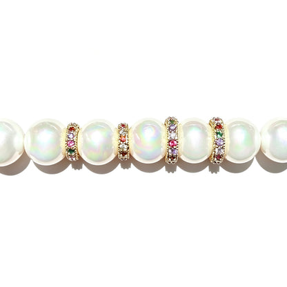 10-20-50pcs/lot 8mm 10mm Multicolor CZ Paved Rondelle Wheel Spacers