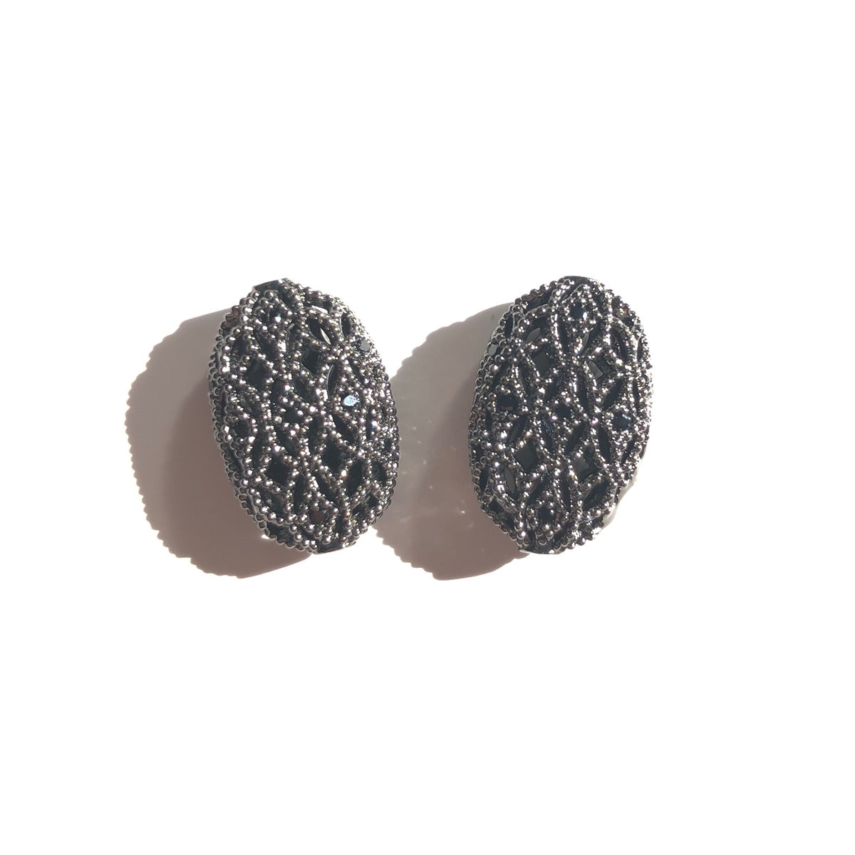 10pcs/lot 18*12mm CZ Paved Hollow Oval Centerpiece Olive Spacers Black on Black CZ Paved Spacers New Spacers Arrivals Oval Spacers Charms Beads Beyond