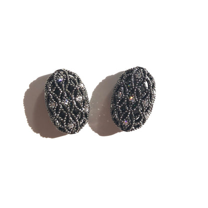 10pcs/lot 18*12mm CZ Paved Hollow Oval Centerpiece Olive Spacers Black CZ Paved Spacers New Spacers Arrivals Oval Spacers Charms Beads Beyond