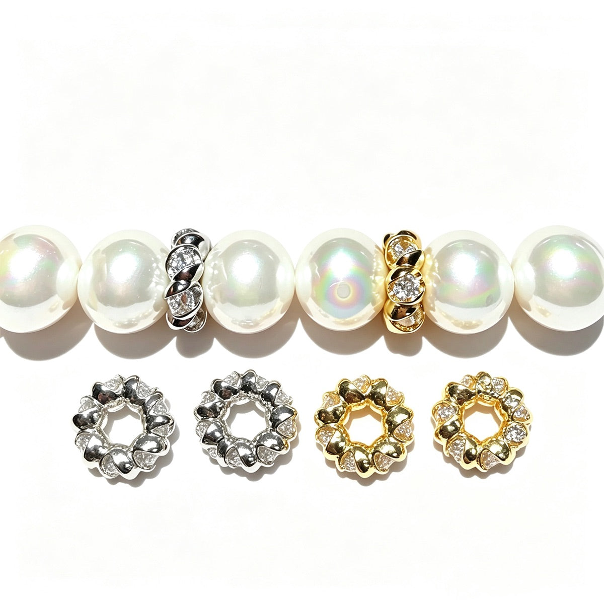 10-20-50pcs/lot 9.4*3.9mm CZ Paved Rondelle Wheel Spacers